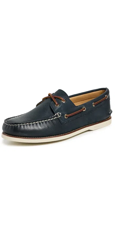 Sperry Gold Cup Authentic Original 2 Eye Nubuck Boat Shoes Navy In Blue