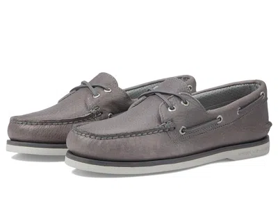 Sperry Gold Tumbled Mens Gray Leather 2-eye Slip On Boat Shoes Gal437