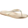 Sperry Isla Flip Flop In Soft Gold Leather Tumbled