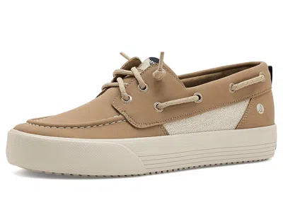 Sperry Kalafish Platform (little Kid/big Kid) Girls Shoes Linen : 13 Little Kid M, Faux Leather In Sand