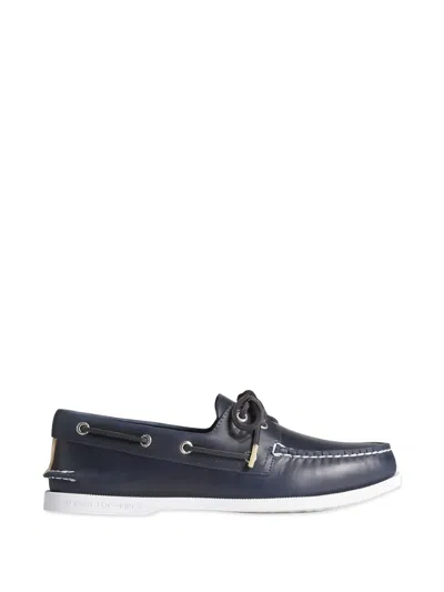 Sperry Lace-up Leather Boat Shoes In Blue