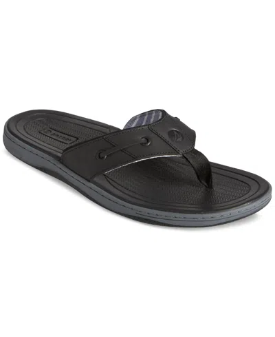 Sperry Men's Baitfish Thong Leather Sandals In Black