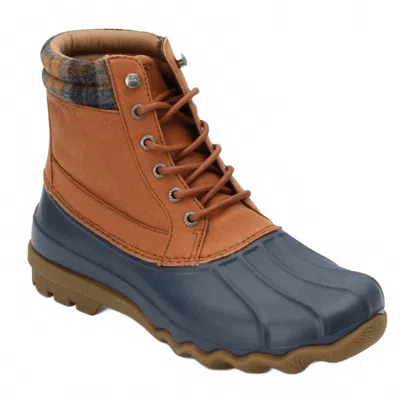 Sperry Men's Brewster Plaid Collar Waterproof Duck Ankle Rubber Boots In Multicolor