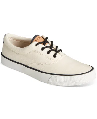 Sperry Men's Seacycled Striper Ii Cvo Textured Lace-up Sneakers In Canvas White,multi