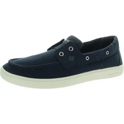 Sperry Mens Laceless Canvas Boat Shoes In Blue