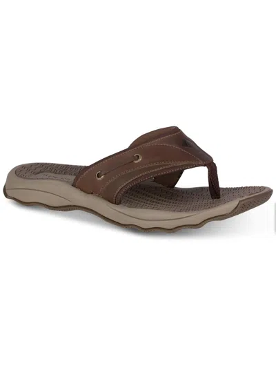 Sperry Outer Banks Mens Leather Flip-flops In Brown