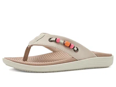 Sperry Parrotfish Flip Flop Sandals (little Kid/big Kid) Girl's Shoes Sandstone Nubuck Pu : 1 Little Kid M, In White