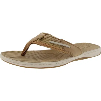 Sperry Parrotfish Womens Faux Leather Trim Woven Flip-flops In Multi