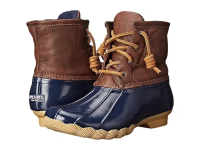 Sperry Saltwater Boot (little Kid/big Kid) Kids Shoes Navy : 5 Big Kid M, Leather In Blue