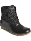 Sperry Saltwater Cheetah Womens Fleece Lined Ankle Waterproof & Weather Resistant In Black