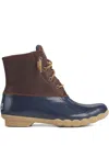 Sperry Saltwater Womens Leather Ankle Rain Boots In Brown