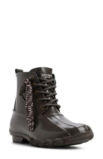 Sperry Saltwater Waterproof Rain Boot In Brown