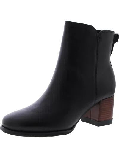 Sperry Seaport Womens Faux Leather Zipper Booties In Black