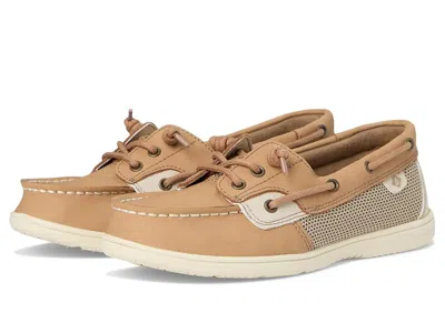 Sperry Shoresider 3-eye (little Kid/big Kid) Girl's Shoes Linen/oat : 13.5 Little Kid M, Textile In Brown