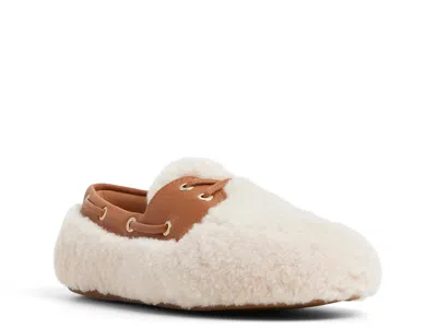 Sperry Slimboat Shearling Boat Shoe In White