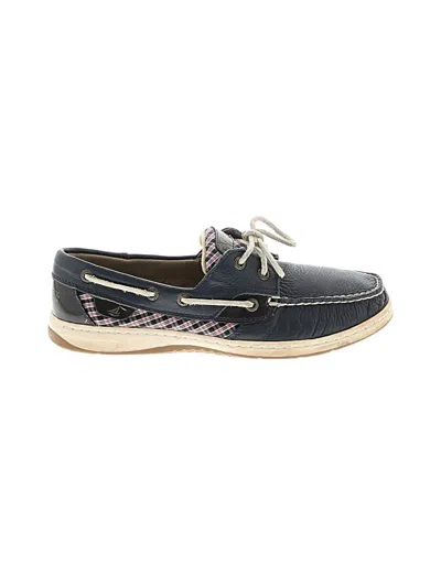 Pre-owned Sperry Top-sider® Flats Blue Checkered/gingham Pattern Shoes