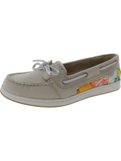 Sperry Top-sider Starfish Womens Padded Insole Leather Boat Shoes In Multi