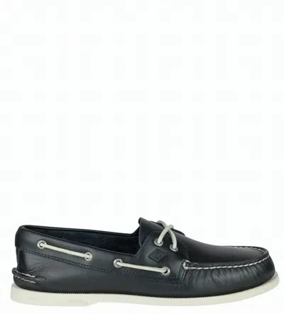 Sperry Top-sider® Blue Leather Lacing Mocassin Shoes In Black