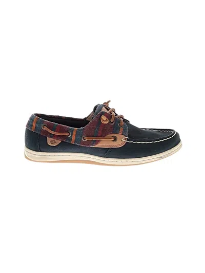 Pre-owned Sperry Top-sider® Flats Blue Plaid Pattern Shoes