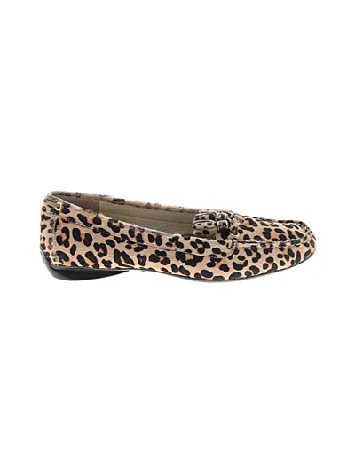 Pre-owned Sperry Top-sider® Flats Brown Animal Print Pattern Shoes
