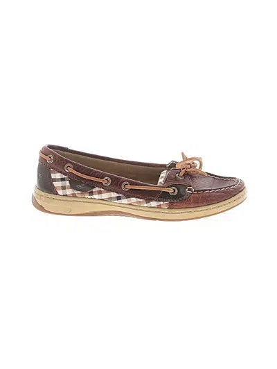 Pre-owned Sperry Top-sider® Flats Brown Plaid Pattern Shoes