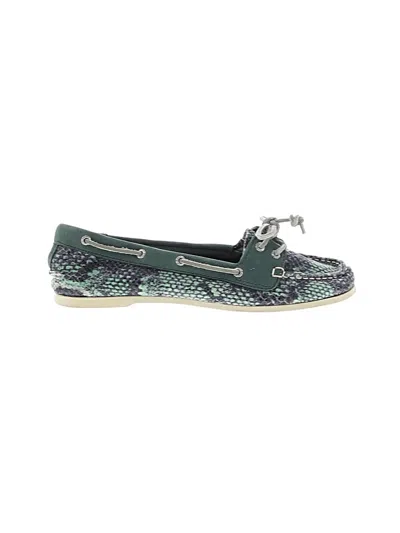 Pre-owned Sperry Top-sider® Flats Green Camo Pattern Shoes