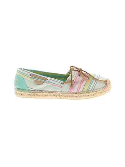 Pre-owned Sperry Top-sider® Flats Green Tropical Pattern Shoes