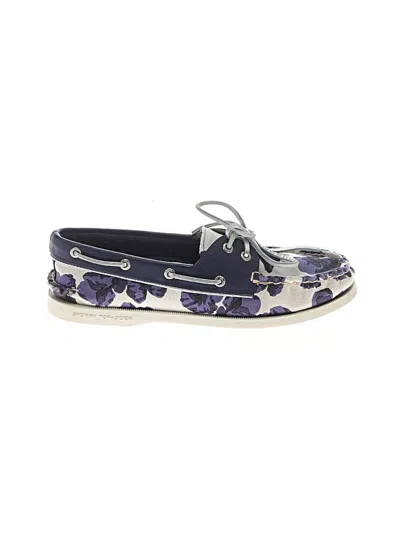 Pre-owned Sperry Top-sider® Flats Purple Floral Pattern Shoes