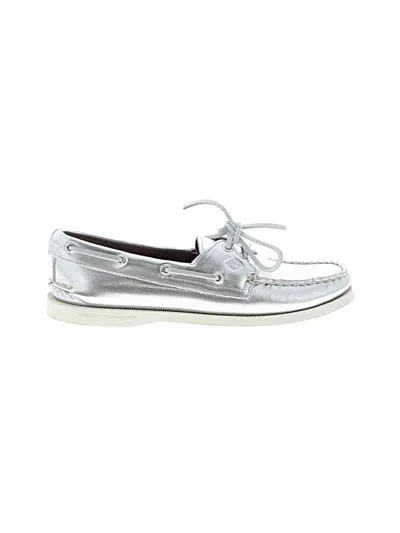 Pre-owned Sperry Top-sider® Flats Silver Metallic Pattern Shoes