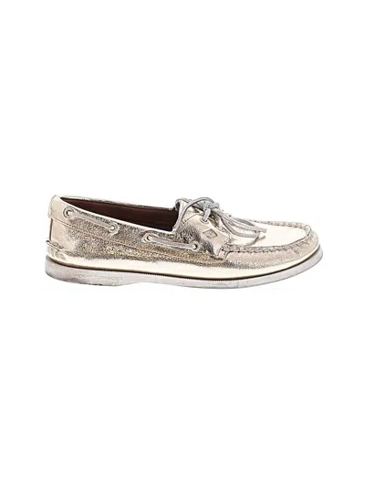 Pre-owned Sperry Top-sider® Flats Silver Metallic Pattern Shoes