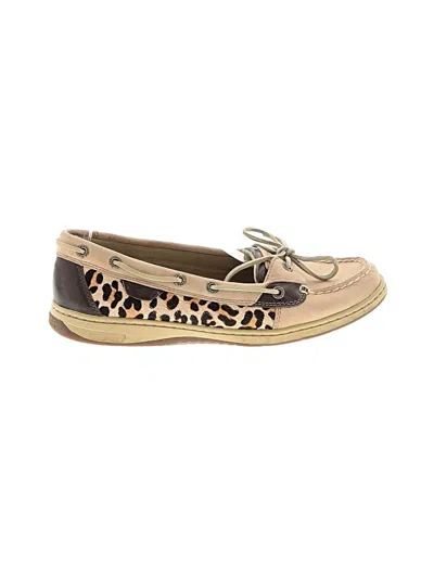 Pre-owned Sperry Top-sider® Flats Tan Animal Print Pattern Shoes