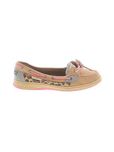 Pre-owned Sperry Top-sider® Flats Tan Leopard Print Pattern Shoes