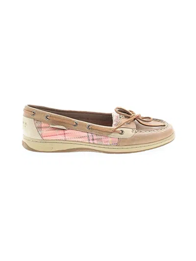 Pre-owned Sperry Top-sider® Flats Tan Plaid Pattern Shoes In Brown