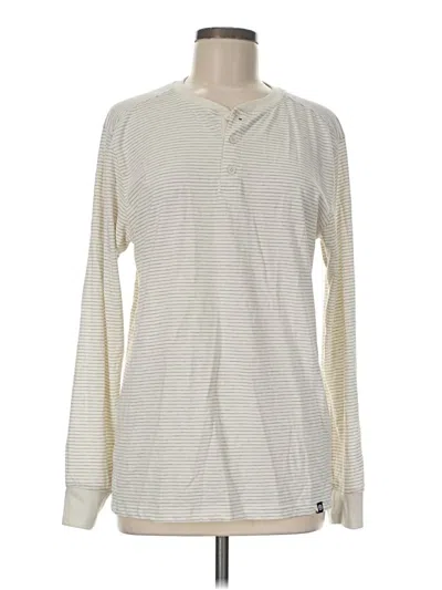 Pre-owned Sperry Top-sider® Long Sleeve Henley Shirt Ivory Collared Neckline Tops