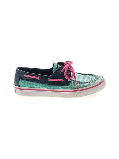 Pre-owned Sperry Top-sider® Kids' Sneakers Teal Tropical Pattern Shoes In Blue
