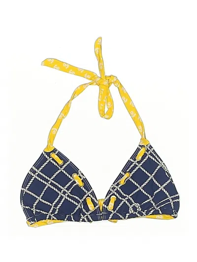 Pre-owned Sperry Top-sider® Swimsuit Top Yellow Argyle Pattern Swimwear