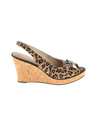 Pre-owned Sperry Top-sider® Wedges Tan Animal Print Pattern Shoes