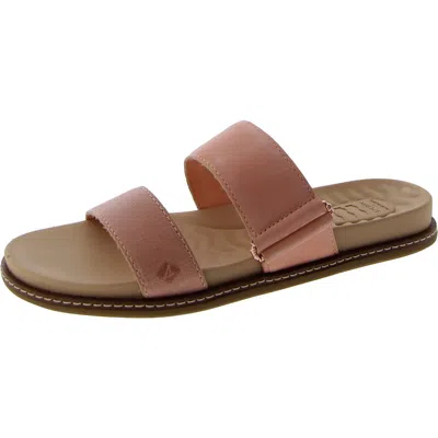Sperry Waveside Womens Leather Slip On Slide Sandals In Pink