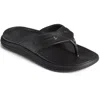Sperry Windward Womens Faux Leather Solid Thong Sandals In Black