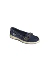 Sperry Angelfish Womens Cushioned Footbed Leather Boat Shoes In Mix Mat Navy