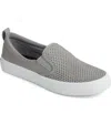 Sperry Crest Top-sider Twin Gore Womens Twill Memory Foam Slip-on Sneakers In Gray