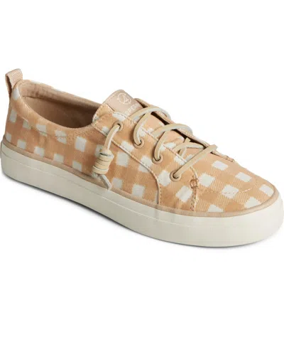 Sperry Women's Crest Vibe Gingham Canvas Sneakers, Created For Macy's In Light Beige