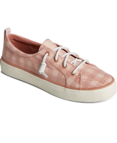 Sperry Women's Crest Vibe Gingham Canvas Sneakers, Created For Macy's In Medium Pink