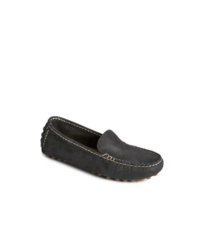 Sperry Women's Port Driver Round Toe Flats In Tumbled Black