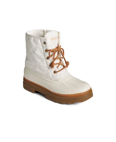 Sperry Women's Saltwater 2.0 Round Toe Boots In Mix Mat White
