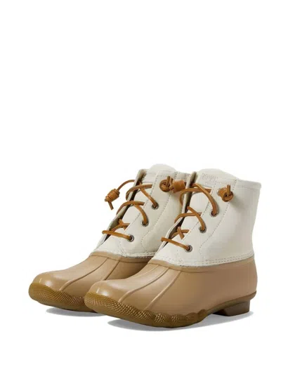 Sperry Women's Saltwater Rain Boot In Cream Leather In White