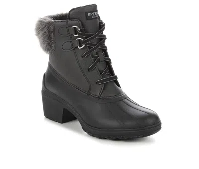 Sperry Women's  Syren Sts86768-001 Boots 8 Black Faux Fur Ankle Block Heel Khd684 In Animal Print