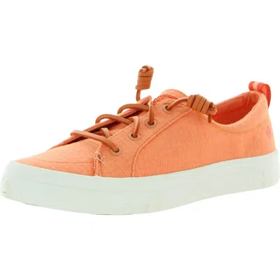 Sperry Womens Canvas Flats Boat Shoes In Orange