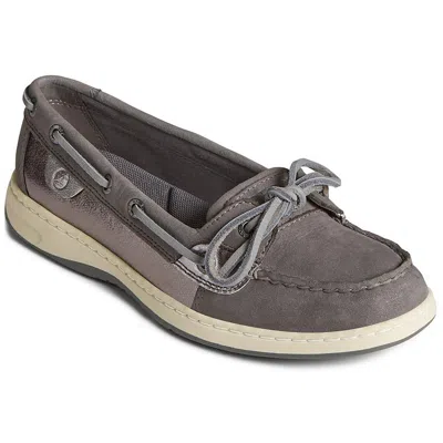 Sperry Womens Leather Trim Leather Moccasins In Mix Mat Dark Gray