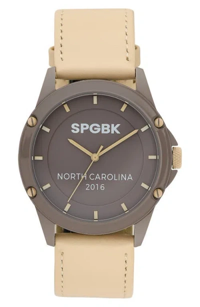 Spgbk Watches Iced Mocha Leather Strap Watch, 44mm In Brown